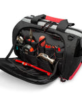 Heavy Duty 16 Inch Wide Mouth Tool Bag With 25 Pockets Waterproof 600D Polyester Organizer open showing tools inside
