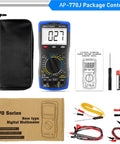 Garage Ready Automotive Engine Analyzer Multimeter With NCV, accessories, carrying case, and packaging visible