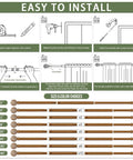 Installation guide for Wood Boho Curtain Rods For Windows with Heavy Duty Adjustable Rustic Finish and size chart