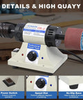 Leather Edge Polisher Kit With 350W Burnishing Machine, 0-10000 RPM Adjustable Sander, Rosewood Grinding Head, On Tabletop