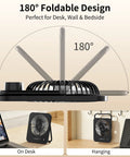 Must Have Compact USB Desk Fan With LED Display 5 Speed Ultra Quiet Portable Mini Fan shown with 180 degree foldability