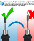Pro Grade Precision Soldering Station tip alignment guide with correct and incorrect positions for C210 and C245 iron kit