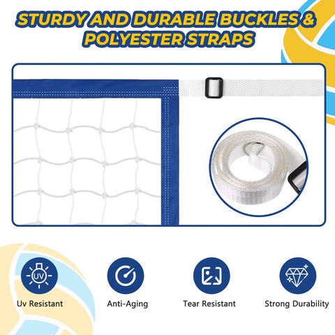Close-up of Heavy Duty Pool Volleyball Net Replacement With Adjustable Length From 15 To 30 Ft, Waterproof Oxford Border