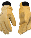 Lined Heavy Duty Premium Grain And Suede Pigskin Driver Gloves With Knit Wrist Medium Size 901 M shown with reinforced thumb and palm patches