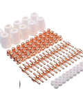Top Tier Plasma Cutter Consumables And Spares Kit With 100 Electrodes Plus Nozzles For PT31 CUT30 40 50 Torch ceramic nozzles and copper electrodes.