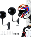 Beefed Up Heavy Duty 180 Degree Rotating Motorcycle Helmet Holder And Display Stand With Space Aluminum Wall Mount With Double Hooks