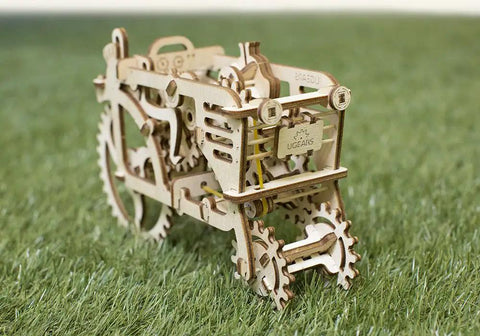 3D Wooden Puzzle Mechanical Tractor Kit With Self Propelled Action Built From Plywood For Grownups And Teens A Hands On Engineering Model That Moves And Makes A Great Gift For Builders And Tinkerers, wooden tractor on grass