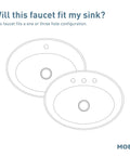 Diagram showing installation for LISO One-Handle Bathroom Faucet In Spot Resist Brushed Nickel on 1 or 3-hole sink configuration.