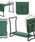 Grab And Go Folding Garden Kneeler Bench With Foam Cushioned Kneeling Pad, lightweight pipe frame, removable pad, tools stored