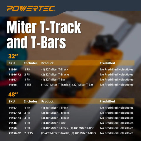 48 Inch Aluminum Miter Bar For Table Saw And Router Table Crosscut Sled Heavy Duty T Track Extrusion, product specifications chart.