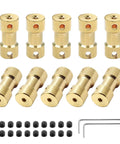Brass Shaft Coupling Connectors Set For 3D Printers 2Mm To 2Mm With M3 Thread 9Mm Outer Diameter 20Mm Length Includes Spanner