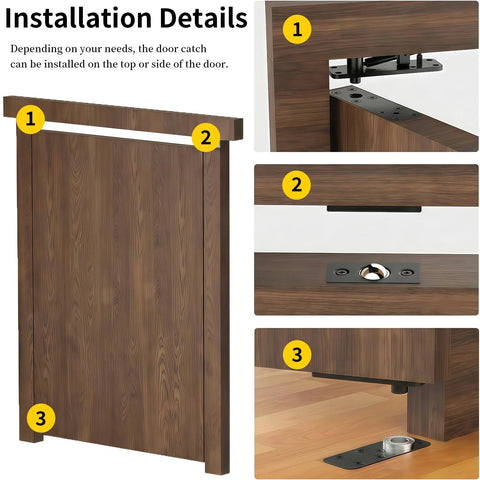 Installation details for Heavy Duty Pivot Hinge For Hidden Doors 600 LBS Load Capacity Stainless Steel Murphy Door Hardware.