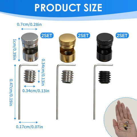 Universal Quick Open Thumb Studs For Folding Knives Kwik Compatible with hex wrench in black, gold, silver six-pack