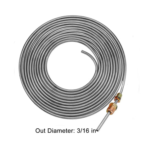 25 Ft 3/16 Inch Brake Line Kit With Zinc Coated Double Walled Steel Tubing And 16 Fittings Coiled, Showing Diameter