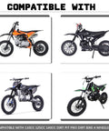 Image showing compatibility with 110cc, 125cc, 140cc dirt bikes for Heavy Duty Chain Tensioner With Spring For 110cc 125cc 140cc Dirt Pit Pro Dirt Bikes And ATVs, Beefed Up Spring, Thicker Wire, Longer Travel, 3.1mm Thick Bracket, 15mm Mounting Bushing, Black