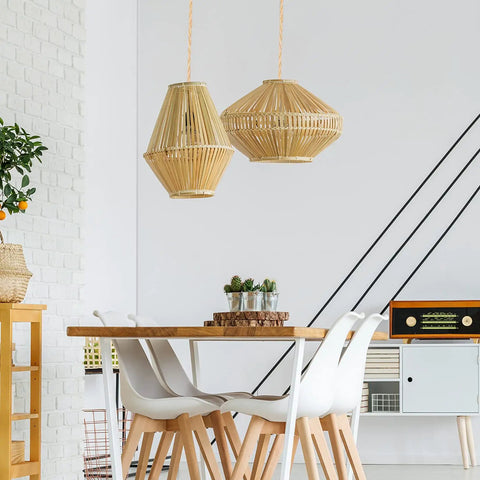 Stylish dining room with Retro Hanging Pendant Light Cord Kit 27 Ft Triple Bulb With Independent Switches E26 Socket Twisted Hemp Cables