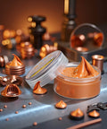 Conductive Electrical Contact Grease For Automotive And Electronics, Pro Grade Copper Anti Seize Paste, High Temperature Conductive Lubricant For Electrical Connections, Protection For Terminals, Relays, Wires, And Tool Parts in a jar with copper components
