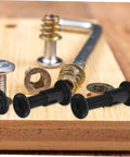 No Sweat Setup Top Shelf Bed Screw And Bolt Set For Furniture Frames Cabinet Joints 170 Piece Hardware with black screws.