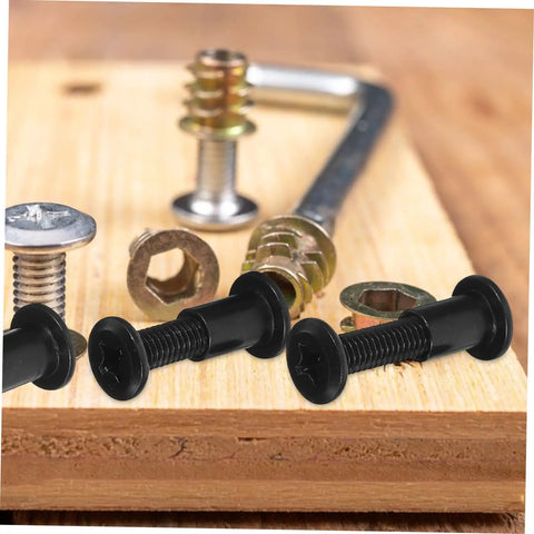 No Sweat Setup Top Shelf Bed Screw And Bolt Set For Furniture Frames Cabinet Joints 170 Piece Hardware with black screws.