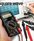 Versatile Digital Multimeter For AC and DC voltage, current, resistance, continuity, and diode testing in hand with probes.
