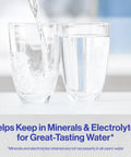 Two clear glasses filled with water, highlighting the Fridge Friendly Water Pitcher With 10 Cup Capacity, BPA Free, Includes 1 Standard Filter.