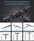 Diagram of All In One 24 In 1 Magnetic Ratchet Screwdriver Set With Detachable Handle And S2 Steel Bits In A Handy Portable Case