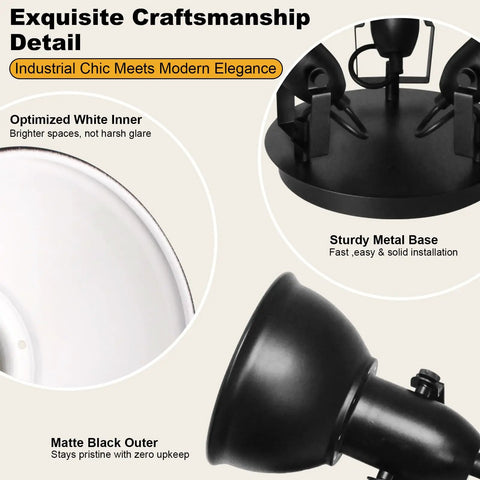 Detailed view of Industrial 3 Light LED Track Lighting Kit in Black with adjustable heads and sturdy metal base, modern ceiling fixture.