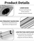 LMK12LUU Square Flange Linear Ball Bearing Set 12mm ID highlighting low noise, high-frequency quenching, and low friction details