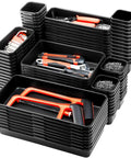 100 Pack Toolbox Organizer Trays And Drawer Dividers Set In 5 Sizes For Garage Home And Office Storage Black Plastic Bins