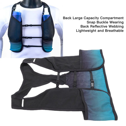 Night Running Vest With High Visibility Reflective Strips, Breathable Polyester Hydration Gear, Includes Two 250ml Water Bottles