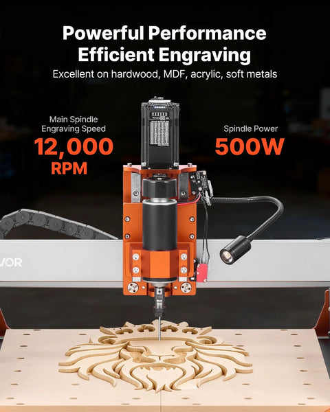 Slick Badass Desktop CNC Router Machine With 500W Spindle And Dual Linear Rails for engraving intricate wood designs.