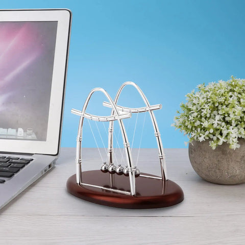 Newton Cradle Desk Toy With Clinking Pendulum Balls Calming Stress Relief For Home Office Decor Educational Gift For Students And Kids