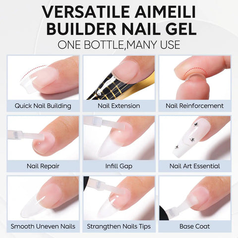 Various techniques with AIMEILI Builder Base Clear Gel Kit For Nails Sheer Color Gel Reinforcement 10ml Bottles At Home Diy Nail Kit