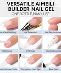 Builder Nail Gel Kit 3Piece Rubber Base And Top Coat Set with nail building, extension, repair, and reinforcement instructions.
