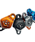 Upgraded Rescue Double Pulley Sheave With Swing Plate For Backyard Zipline And Climbing Adventures, various colors, front view
