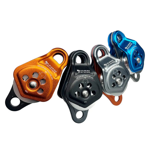 Upgraded Rescue Double Pulley Sheave With Swing Plate For Backyard Zipline And Climbing Adventures, various colors, front view