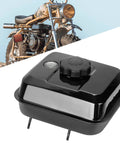 Gas Tank With Fuel Level Gauge Kit Built For Predator 212 And Clone Engines next to classic mini bike in desert backdrop.
