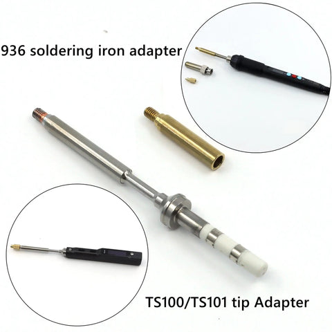 Heat Set Insert Tool Kit With Brass Knurled Nut Adapters For Pine64 TS100 TS101 936 Soldering Iron shown with adapters