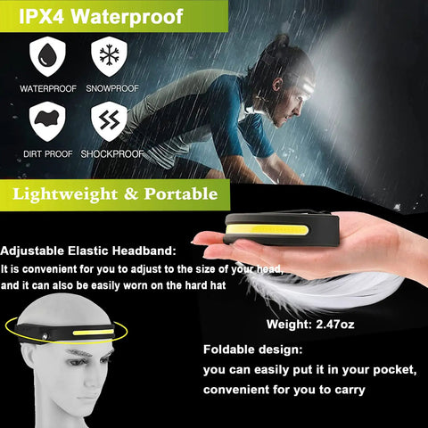 Rechargeable 9 Mode LED Headlamp With Motion Sensor For Running Hiking Camping Hands Free Forehead Light ultra bright