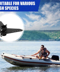 Two Piece Steering Triangle Mounting Bracket Kit For NK 180S Brushless Kayak Motor Replacement Parts with kayaker in water