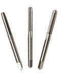 Image of 4-40 Hand Thread Tap Set with taper, plug, and bottom taps, 40-TPI HSS M2, fully ground right hand, for precise metal threading.