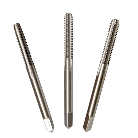 No 8 Normal Diameter Thread Tap Set With 36 TPI Pro Grade Hand Taps Taper Plug Bottom Fully Ground Right Hand HSS M2 High Speed Steel For Precise Fine Threading In Metal Wood Plastic Projects