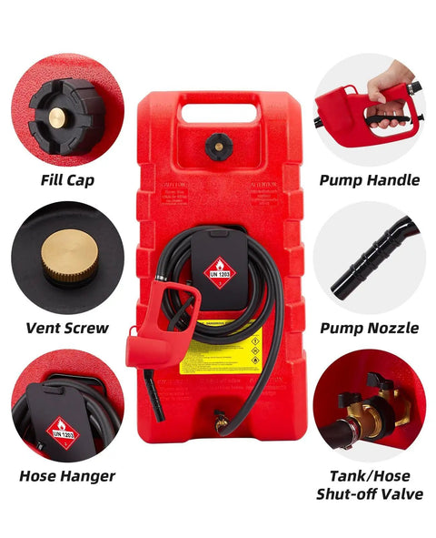 Rugged 15 Gallon Gas Caddy With Manual Fuel Transfer Pump And 10 Ft Hose. Industrial Grade Hpe Build For Leak Proof Heavy Duty Portable Gas Storage, Perfect For Trucks And Emergency Prep