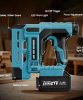 Badass Heavy Duty 18 Gauge Cordless Brad Nailer And Crown Stapler Combo with adjustable force dial and LED work light.