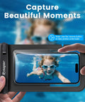 Child underwater photo in IPX8 Waterproof Pouch 2 Pack With Lanyard Double Window Dry Bag Case For Up To 8.5 Feet Submersion