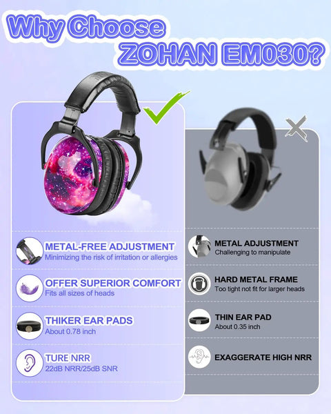Kids Ear Protection Earmuffs 2 Pack For Sensory Issues Adjustable Noise Reduction Muffs Safe Non Metal Design Comparison