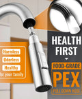 Pull Down Kitchen Faucet With Brushed Nickel Finish, Single Handle High Arc Swan Neck featuring food-grade PEX pull down hose