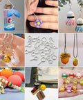 Image collage showing jewelry made with All Purpose Screw Eye Pins Set for Jewelry Making, including animal charms, pendants, and bracelets.