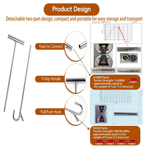5th Wheel Pin Puller 31 Inch Heavy Duty Solid Steel Chrome Plated For Easy Pin Release Without Crawling Under The Trailer Built Tough To Handle Heavy Loads With A Rugged Multi Function Hook Design For Quick Trailer Swaps And Smooth Object Lifts, detachable two-part chrome steel T-handle