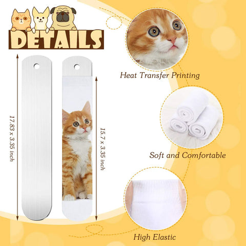 DIY Sublimation Blank Socks Kit With 2 Metal Straight Sock Jigs And 2 Pairs Of Blank Socks illustration with cat design.